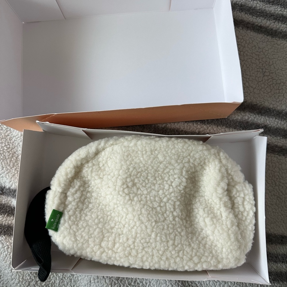 Kate Spade Cozy White Sherpa Pouch